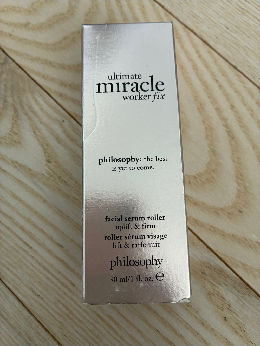 NWT Philosophy Ultimate Miracle Worker Fix Facial Serum Roller - metallic silver